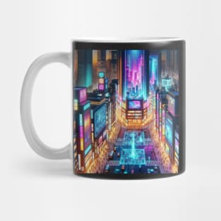 Neon Pulse: The Digital Plaza Mug